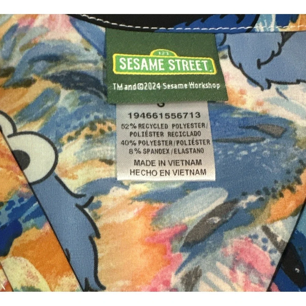 Cookie Monster Cherokee Scrub Top Tooniforms Sesame Street Medium TF738 SWFG New